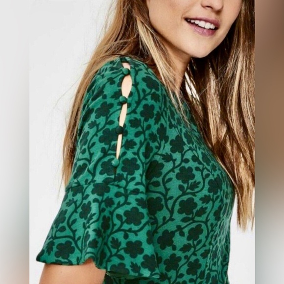 Boden 1/2 sleeve Alexis Jersey Dress in Green Enchanted Vine ZP1 - Picture 11 of 11